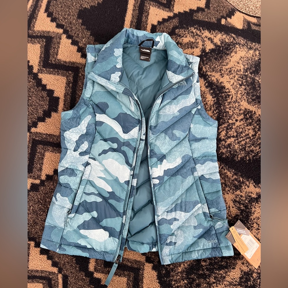 The North Face Blue Camouflage Puffer Vest